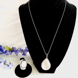 Silver Quartz & Marcasite Crystals Set